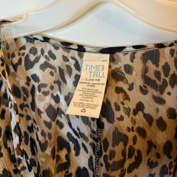 Time and Tru Leopard Print Sheer Swimsuit Cover Up Size Large - Picture 2 of 4